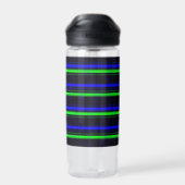 Zwarte Blauwe Groene Stripes Waterfles (Achterkant)