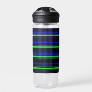 Zwarte Blauwe Groene Stripes Waterfles