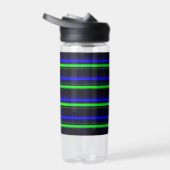 Zwarte Blauwe Groene Stripes Waterfles (Rechts)