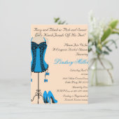 Zwarte & Blauwe Lingerie Bridal Shower Invitation Kaart (Staand voorkant)