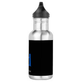 Zwarte blauwe monogram, moderne naam waterfles  (Rechts)