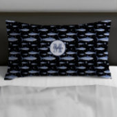 Zwarte & Blauwe Naam + Waterverf Monogram Shark Kussensloop