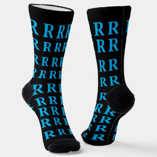 Zwarte blauwe sokken met op maat gemaakt monogram