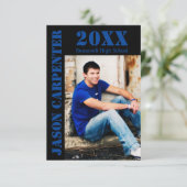 Zwarte/Blauwe Stencil letters - 3x5 Afstudeerder A Kaart (Staand voorkant)