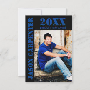 Zwarte/Blauwe Stencil letters - 3x5 Afstudeerder A Kaart