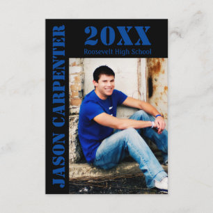 Zwarte/Blauwe Stencil letters - 3x5 Afstudeerder A Kaart