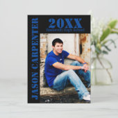 Zwarte/Blauwe Stencil letters - Aankondiging Afstu (Staand voorkant)