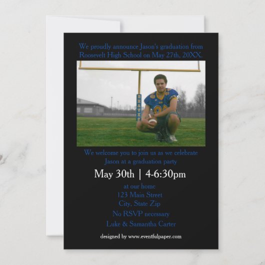 Zwarte/Blauwe Stencil letters - Aankondiging Afstu (Achterkant)