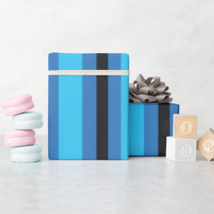 Zwarte blauwe strepen cadeaupapier
