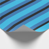 Zwarte blauwe strepen cadeaupapier (Hoek)