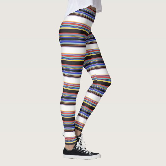 Zwarte blauwe strepen leggings (Rechts)