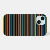 Zwarte blauwe strepen leuk iPhone 15 case (Achterkant horizontaal)