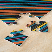 Zwarte blauwe strepen leuk legpuzzel (Zijkant)