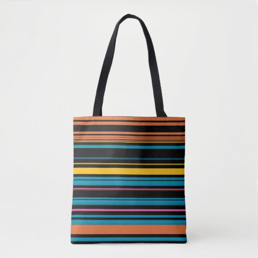 Zwarte blauwe strepen leuk tote bag (Voorkant)