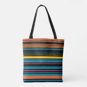 Zwarte blauwe strepen leuk tote bag (Achterkant)