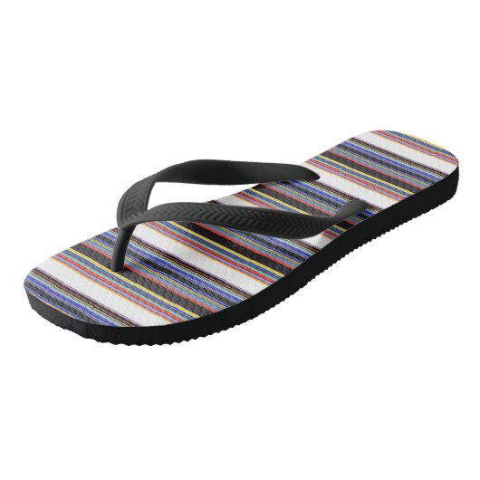 Zwarte blauwe strepen teenslippers (Schuin)