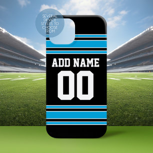 Zwarte Blauwe Voetbaltrui Aangepaste Naam Nummer iPhone 16 Hoesje