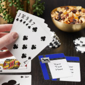Zwarte, blauwe, witte speelkaarten met een dieper (Insitu)