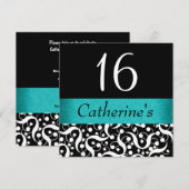 Zwarte blauwgroen aqua elegant, elke leeftijdse vi kaart (Voorkant / Achterkant)