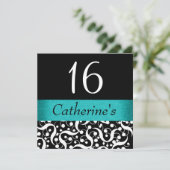 Zwarte blauwgroen aqua elegant, elke leeftijdse vi kaart (Staand voorkant)