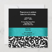 Zwarte blauwgroen aqua elegant, elke leeftijdse vi kaart (Achterkant)