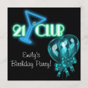 Zwarte Blauwgroen blauwe ballonnen Girls Black 21s Kaart