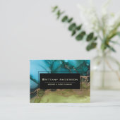 Zwarte Blauwgroen bruiloft Visitekaartje (Staand voorkant)