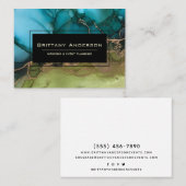 Zwarte Blauwgroen bruiloft Visitekaartje (Voorkant / Achterkant)