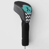 Zwarte Blauwgroen Chevron Golfheadcover (Schuin)