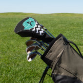 Zwarte Blauwgroen Chevron Golfheadcover (Insitu)