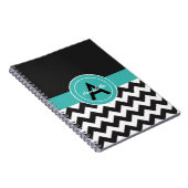 Zwarte Blauwgroen Chevron Notitieboek (Rechterzijde)