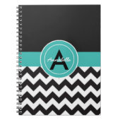 Zwarte Blauwgroen Chevron Notitieboek (Voorkant)