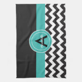 Zwarte Blauwgroen Chevron Theedoek (Verticaal)