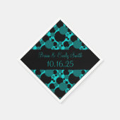 Zwarte blauwgroen cirkels aanpasbare papieren serv servet (Hoek)