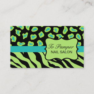 Zwarte, Blauwgroen en groene Zebra en Cheetah Skin Visitekaartje