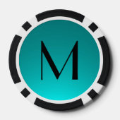 Zwarte blauwgroen fade aangepaste monogram pokerch poker chips (Achterkant)