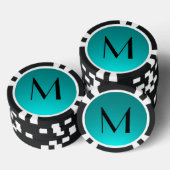 Zwarte blauwgroen fade aangepaste monogram pokerch poker chips (Opstapeling)
