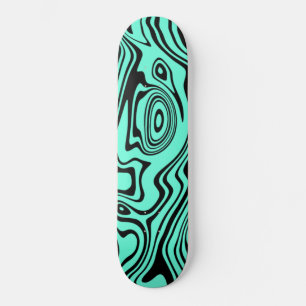 Zwarte Blauwgroen Golven Gestreepte Skateboard Cus