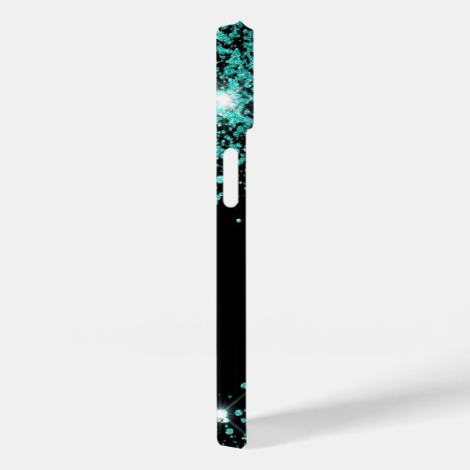 Zwarte blauwgroen groene glitternaam Case-Mate iPhone case (Achterkant / Rechts)