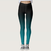 Zwarte Blauwgroen Ombre-Leggings Leggings (Voorkant)