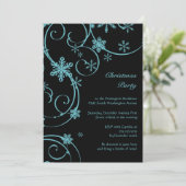 Zwarte blauwgroen sneeuwvlokken, uitnodiging voor  (Staand voorkant)
