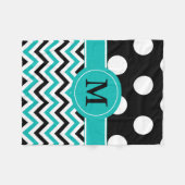 Zwarte Blauwgroen Stippen Chevron Monogram Blanket Fleece Deken (Voorkant (Horizontaal))