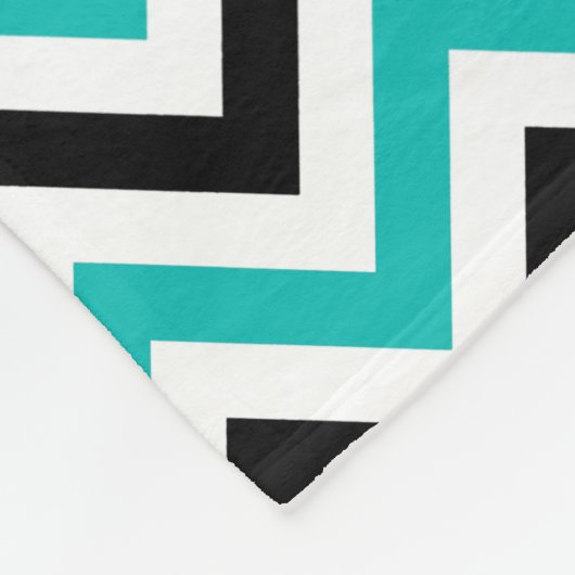 Zwarte Blauwgroen Stippen Chevron Monogram Blanket Fleece Deken (Hoek)
