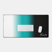 Zwarte Blauwgroen witte ombre - Aangepaste naam Bureaumat (Keyboard & Muis)