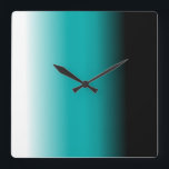 Zwarte Blauwgroen Witte Ombre Vierkante Klok<br><div class="desc">Dit product wordt gekenmerkt in Zwarte Blauwgroen Witte Ombre. De kleur verdwijnt van zwarte langzaam aan Wintertaling aan wit. Pas gemakkelijk dit product met uw eigen tekst,  afbeelding of foto aan.</div>