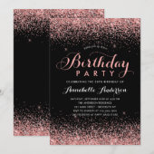 Zwarte bleekroze glitter bespaart elke dag kaart (Voorkant / Achterkant)