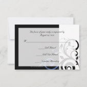 Zwarte Blijf-heel Cornflower Blauwe Bloemen Bruilo RSVP Kaartje (Achterkant)