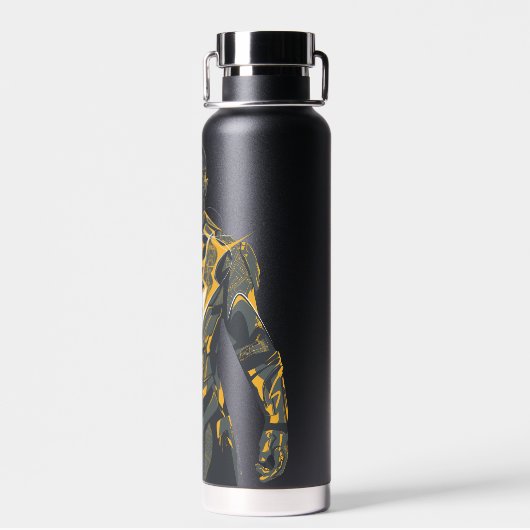 Zwarte bliksemillustratie waterfles (Achterkant)