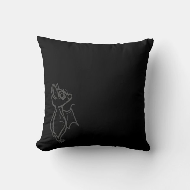 Zwarte Blinky Bat omlijnd Worp Kussen (Voorkant)