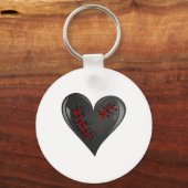 Zwarte bloedende open gebroken genezende hart goth sleutelhanger (Voorkant)